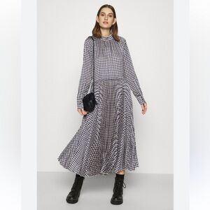 Birgitte Herskind Houndstooth Longsleeve Midi Dress